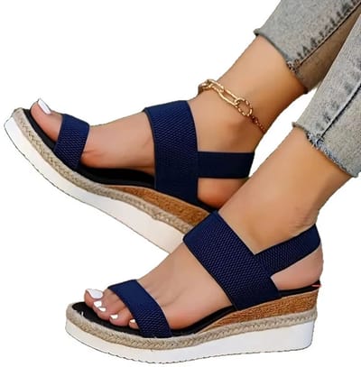 Casual Damessandalen voor de Zomer – Comfortabele Antislip Wandelschoenen van Elastische Stof, Lichtgewicht Dames Schoenen voor Dagelijks Gebruik – Maat 39 - Blauw