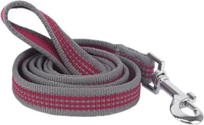 Nobleza Hondenriem - Reflecterend Nylon - Zacht en Stevig - 120 cm - Grijs/Rood