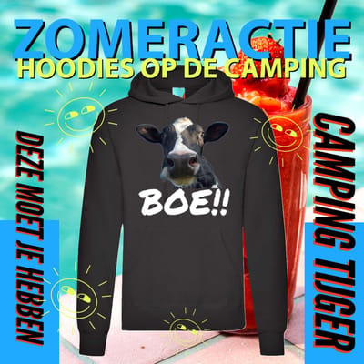 Hoodie camping - Grappige Hoodie Koe Boe - Hoodie Zwart - Maat S