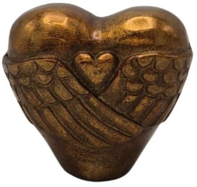 Urnenspecialist® - Urn Hart met vleugels - Urn Hart - Urn Vleugels - Antiek Goud - Gold - Mini urn - Aluminium - 100ML