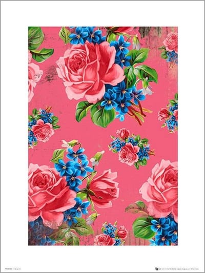 GBeye Poster - Vintage Flowers Pink - 70 X 50 Cm - Multicolor