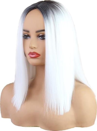 Pro Care Excellent Quality® Dames Pruik Antraciet Zilver – Steil Haar – Hittebestendig tot 150°C – Wasbaar – 230 g - 40 cm