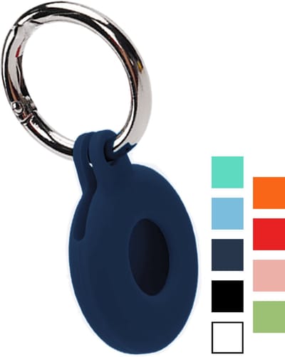 Hoesje Geschikt voor Apple AirTag 2 - Sleutelhanger Houder Siliconen Hoes - Hoes Geschikt voor Apple AirTag 2e generatie Hoesje - Donkerblauw