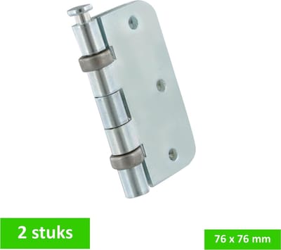BSW kogellagerscharnier - 76 x 76 mm - ronde hoek - verzinkt - belastbaar tot 35 kg - 2 STUKS