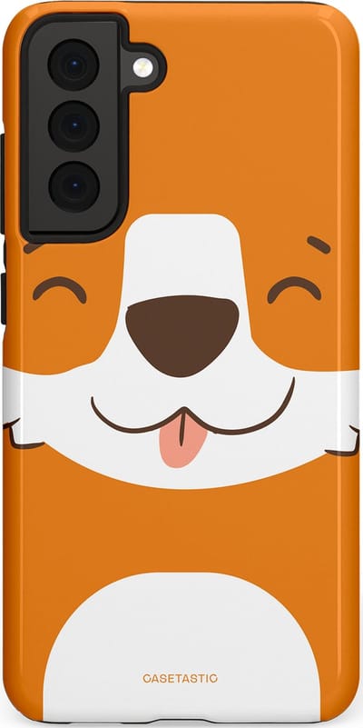 Casetastic hoesje geschikt voor Samsung Galaxy S21 FE 5G - Dubbellaagse bescherming - Knuffelkopjes vos - Fashion Case - Oranje Wit