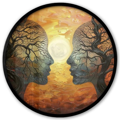 Poster in lijst Rond - Fotolijst 40x40 cm - Posters - Bomen - Gezichten - Zon - Kunst - Ronde posterlijst zwart - Decoratie - Wanddecoratie woonkamer - Muurdecoratie slaapkamer