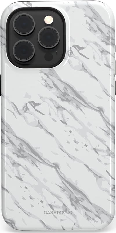 Casetastic hoesje geschikt voor Apple iPhone 15 Pro Max - MagSafe - Dubbellaagse bescherming - Arctisch Marmer - Fashion Case - Wit Lichtgrijs