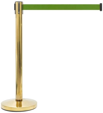 GJ Floors - Afzetpaal met trekband | Messing - Appelgroen - Hoogte: 92 cm - Lengte: 200 cm - Steel diameter: 5,1 cm