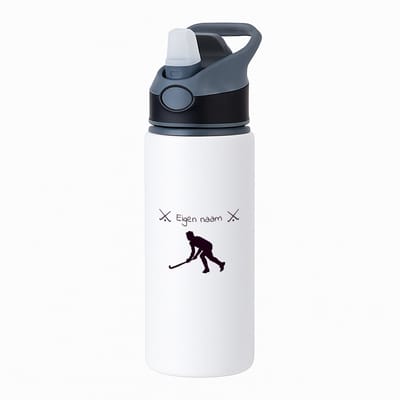 Hacebo® - Hockey met eigen naam - waterfles met rietje zwart - Hockey - Jongens en meisjes - Cadeau - Verjaardag - Geschenk - Gepersonaliseerd - water fles - 650ML