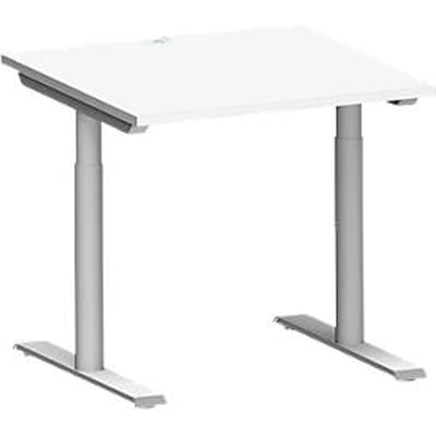 Schäfer Shop Genius MODENA FLEX bureau, T-poot ronde buis, B 800 x D 800 mm, wit/wit aluminium