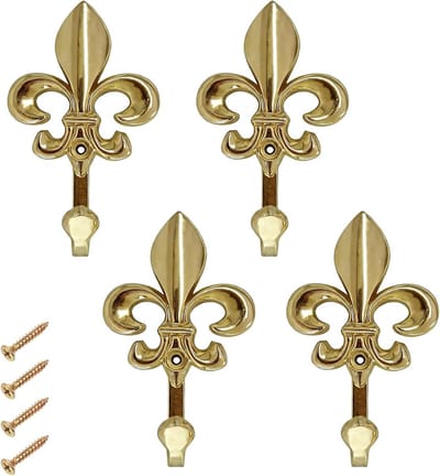 Vintage Metalen Wandhaken met Fleur-de-Lis Design voor Gordijnen, Decoratieve Kledinghangers voor Woonkamer, Badkamer en Keuken