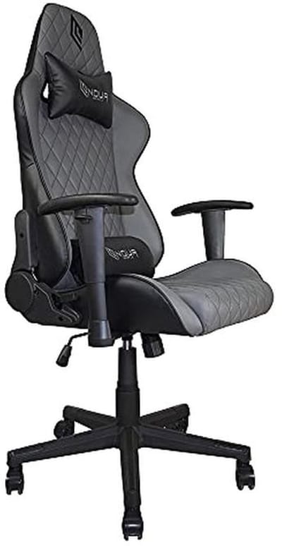 Gamingstoel met 2D-armleuningen en verstelbare rugleuning - Ergonomische draaistoel voor kantoor of gaming, grijs