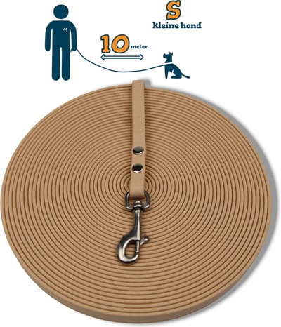 Miqdi BioThane® Sleeplijn 10 meter – zonder handvat – S (9 mm) – creme – waterdicht & sterk