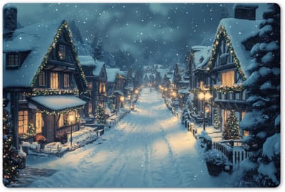 Placemats 45x30 cm - Placemat kunststof - 1 stuk - Kerstdorp - Kerst - Sneeuw - Winter - Borden onderleggers - Decoratie voor op tafel - Keuken tafeldecoratie accessoires - Vinyl onderlegger - Tafelversiering