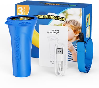 Microscoop - Microscoop voor kinderen - Digitale-Monoculair-voor-Kinderen - 10x-Vergroting - 2-Inch-IPS-Scherm - 2MP-Foto-&-Video - Inclusief-32GB-SD-Kaart - 1000m-Bereik- Vakantiecadeaus - Blauw
