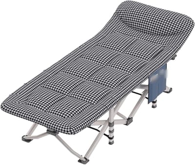 Vouwbed - Campingbed Kinderbed - Buiten Ontspannen - Ingebouwd Kussen - 190 x 68 x 40 cm - Zwart Wit