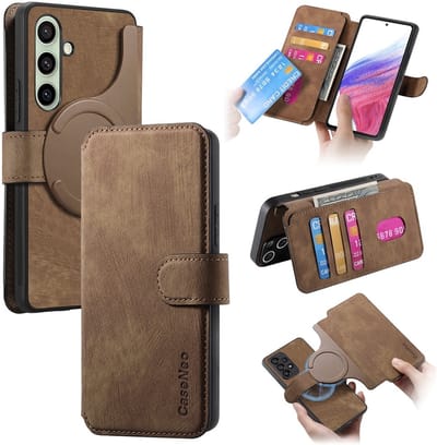 CaseNeo Hoesje - Geschikt voor Samsung Galaxy A56 Hoesje - CaseNeo 2-in-1 Book Case & Back Cover - Bruin