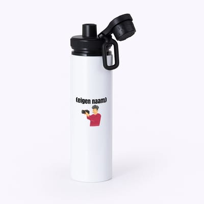 Hacebo® - fotograaf man grijs haar met eigen naam waterfles met draaidop zwart - Fotograaf - fotografen - leuk cadeau voor iemand die houd van foto's maken - cadeau - kado - water fles - 850ML