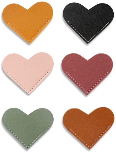 Dailygoody - Lederen Hart Bladwijzers - Handgemaakte Boekenleggers - Zacht PU-leer - Set van 6 Stuks - Geschikt voor Vrouwen en Kinderen - Diverse Kle