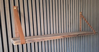 Hoexs - Mango Hout - 80 cm - Inclusief plankdragers Cognac- Boekenplank - Boekenrek - Wandplank - Inclusief Bevestigingsmateriaal - Vintage