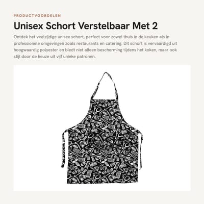 Dailygoods- Schort Verstelbaar - Polyester - 2 Zakken - 56 cm Breedte - 80 cm Lengte - 5 Patronen - Lichtgewicht - Keukenschort