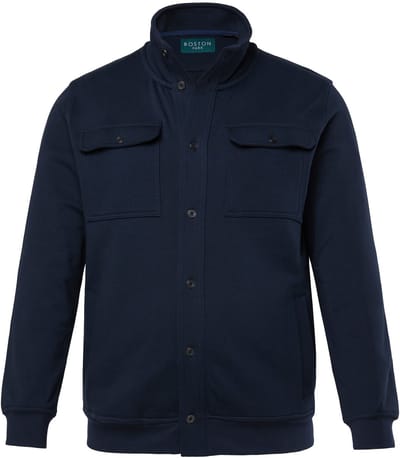 Boston Park - Heren - Sweatvest opstaande kraag knoopsluiting - Navy blauw - Maat 52+
