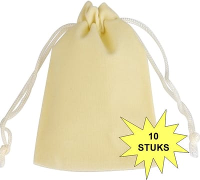 Fako Bijoux - Fluweel Cadeau Zakjes - 7x9cm - Velours - Velvet - Uitdeelzakjes - Sieradenzakjes - Feestzakjes - 7x9 cm - Crème - 10 Stuks
