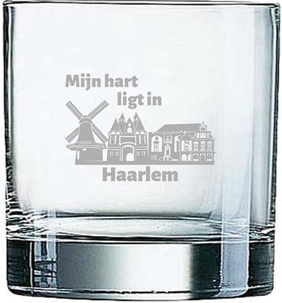 Gegraveerde Whiskeyglas 38cl Haarlem