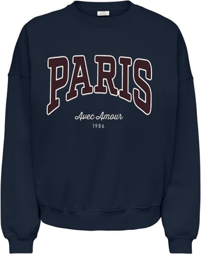 Jacqueline de Yong Trui Jdymesa Life L/s O-nk Emb Sweat Jrs 15370526 Sky Captain/paris Towel Emb Dames Maat - S