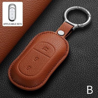Leren Autosleutelhoes Schaal Fob Voor Leapmotor T03 S01 C11 C01 T03 S01 C11 B10 Auto Slimme Afstandsbediening Sleutelhoes Beschermingsaccessoires brown