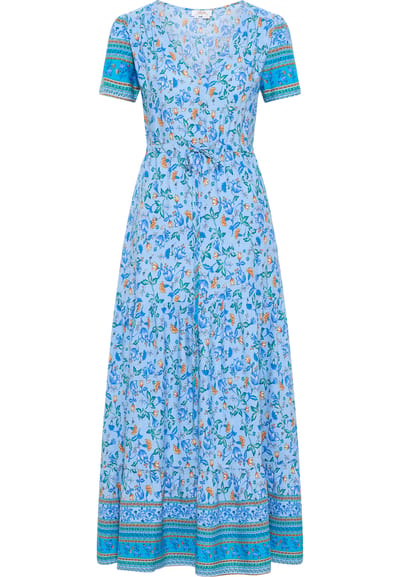usha Maxi-jurk met bloemenprint Dames Lichtblauw Veelkleurig