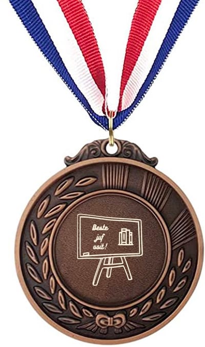Akyol - beste juf ooit medaille bronskleuring - Juf - cadeaupakket juf - einde schooljaar - afscheid - leuk cadeau voor je juf om te geven