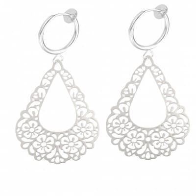 Klem oorbellen- filigraan- open druppel- filigraan- geen gaatje-Charme Bijoux