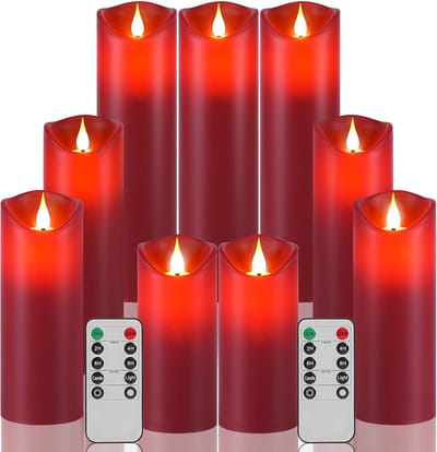 LED Kaarsen Set - Vlamloze Kaarsen - Sfeervolle Decoratie - Dansende Vlam Simulatie - 9 Stuks - Rood