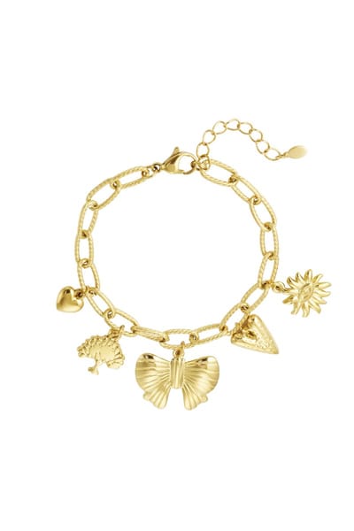 Yehwang Bedelarmband Charm Stories Goudkleur - RVS - Waterproof - 17 cm