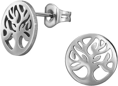 CS Joy - Ronde levensboom oorbellen - Chirurgisch staal - 10 mm - tree of life