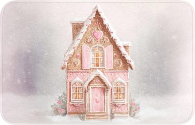 Badmat 80x50 cm - Antislip - Huisje - Suiker - Pastel - Badmatten voor badkamer - Badkamermat - Douchemat - Badkamer mat