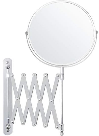 EGoods - Uitrekbare 360° Swivel Spiegel voor Badkamer - 3x Vergroting - Dubbelzijdig - Roestvrij Staal - Makeup & Scheren - 17,5 x 18,5 cm