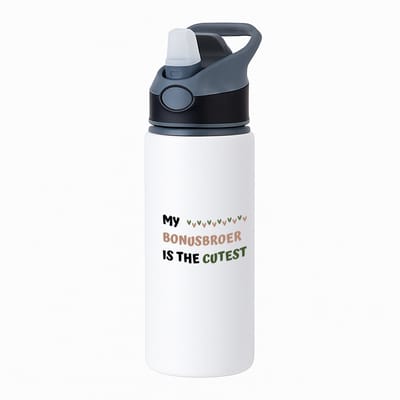 Hacebo® - my bonusbroer is the cutest waterfles met rietje zwart - Broer - schattige bonusbroer - verjaardagscadeau - verjaardag - cadeau - cadeautje voor broer - broer artikelen - kado - geschenk - gift - water fles - 650ML