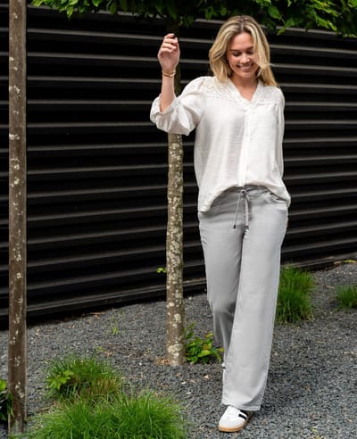 Je m'appelle Dames Broek Straight fit Met stretch - Grijs - Maat S