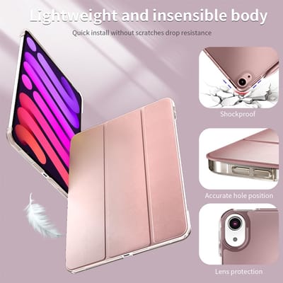 geschikt voor iPad Mini 7 (2024) Hard Case Folio Hoesje - Smart Cover - Hard Back - Multi Stand - Vouwbaar - Shockproof | Compact Slim Design Smartcover zwart