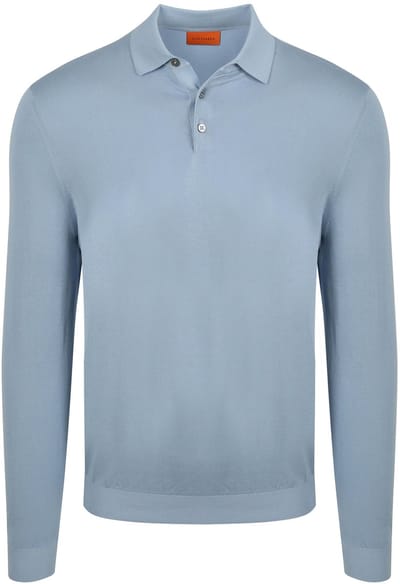 Suitable Compact Cotton Poloshirt Staal Blauw - Maat S - Heren - Longsleeve polo - Polo shirt Heren met Lange mouwen