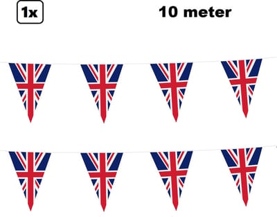 2x Vlaggenlijn Verenigd Koninkrijk 10 meter - Great Britain - Union jack - Landen festival thema feest vlaglijn verjaardag fun party