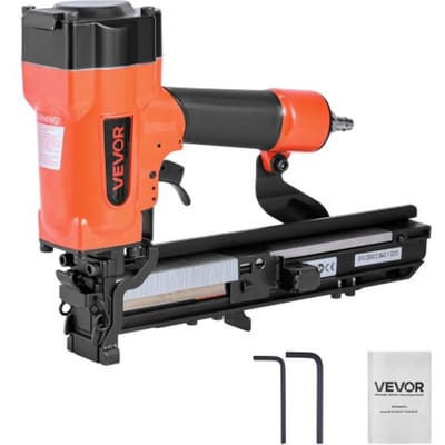 VEVOR pneumatisch spijkerpistool, 26,4 mm brede kroon, pneumatisch nietapparaat, 16-38 mm lengte, 70-120 PSI pneumatisch spijkerpistool met twee schietstanden voor daken, gevelbekleding, hekken en ondervloeren