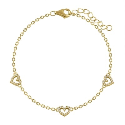 Zilveren en vergulde armband met zirkonen