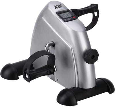 AGM Stoelfiets D02.2 - Bureaufiets - Deskbike - Fietstrainer - Mobiliteitstrainer - Instelbare weerstand - Hometrainer - Met LCD scherm - Fitness - Zilver