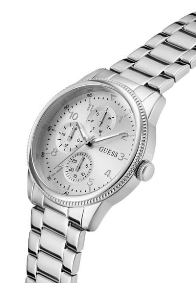 Guess Ian Multifunctioneel Horloge Zilverkleurig Kast Gemaakt Van 100% Roestvrij Staal En Een Bandje Van 100% Roestvrij Staal 44 GW0970G7
