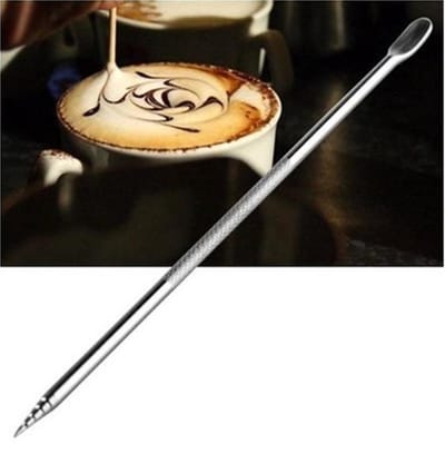 Barista ART Pen - Cappuccino - Latte - Decoratie - RVS - 1 Stuk - Zilver