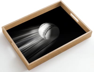 Dienblad hout 50x35 cm - Schootdienblad - Honkbal - Wit - Vliegt - Borrelplank rechthoek - Plateau dienbladen