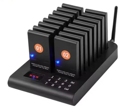 RM Store® - Restaurant Buzzers - Draadloze Buzzers - Pieper Met Vibratie - Knipperend - Oproepsysteem - Zwart - 24 Stuks
